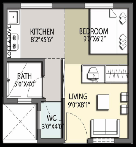 1 RK Small - 283 Sq. Ft.